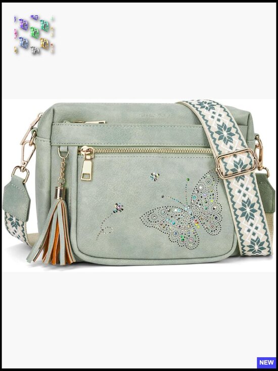 Handbags - Trendy Leather Crossbody Purse Shoulder Handbag Butterfly Design Chic